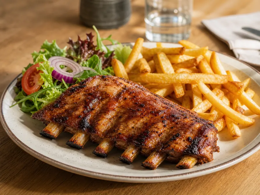 Illustration de ribs de porc accompagnés de frites